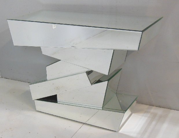 Mirrored console table: Approx. 30" H x 40" W x 17.5" D.