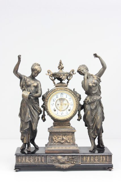 Ansonia double figural open escapement clock: Double figural open escapement clock