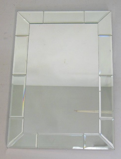 Modern shadow box mirror: Approx. 27.75" x 39.75".