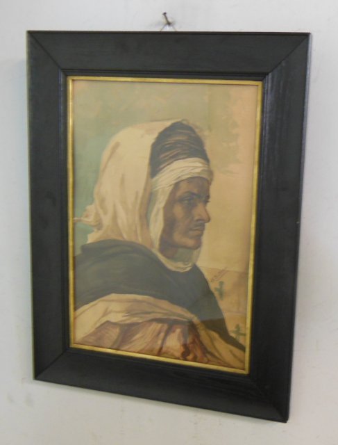 Framed Orientalist "Portrait of a Man": Walter Satterlee. Image appprox. 20.5" x 14.5", 26.5" x 20" W with frame.