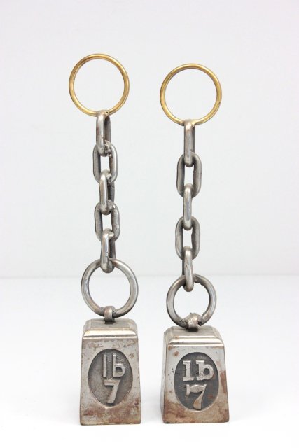 Pair 7 pound iron weight andirons: Approx. 16" H. Part of a 50 year collection from a NJ gentleman.