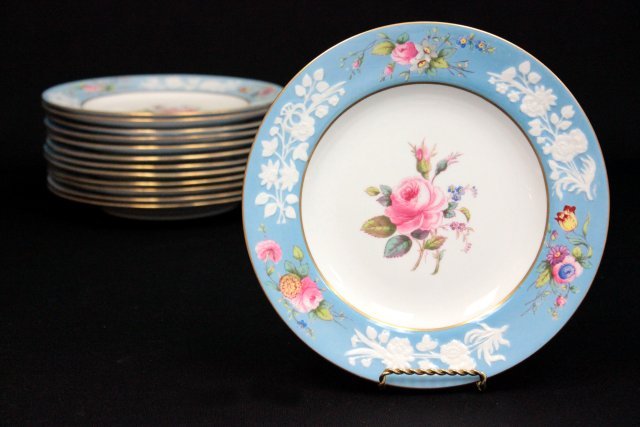 Set of 13 Spode plates with "Floral" motifs: Approx. 8 3/8" Diam.