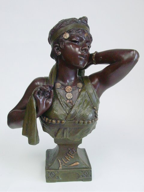 Cold patinated white metal Orientalist bust (1 of 6)