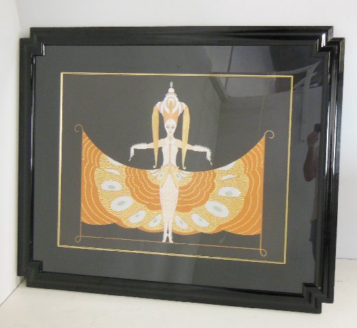 Erte lithograph "Girl with Gold Dress": Approx. 44.5" x 53".