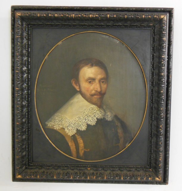 17th c. Oil on cradled panel portrait: 17th c. Oil on cradled panel portrait.