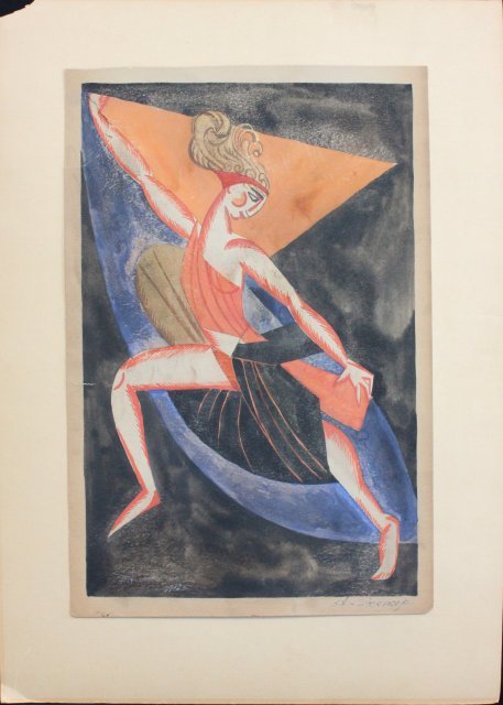 Watercolor signed Alexandra Exter (1882-1949): "Girl" Approx. 14.5" x 9.5".