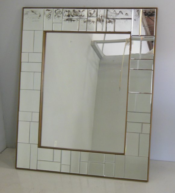 Industrial style bevelled shadow box frame mirror: Approx. 59" x 48".