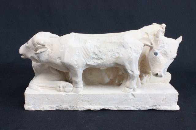 3 Egyptian limestone inlaid eye "Animals": 12 - 18 Dynasty, chips. Approx. 6" H x 11" L. Collection of Middle Eastern antiquities from a Long Island, NY collection. All property from the Field Estate in East Hampton, NY. All antiquities have n