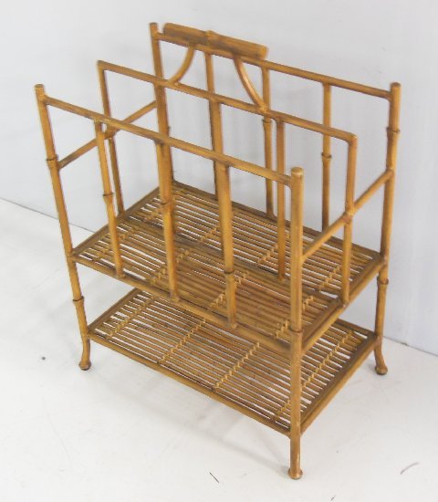 Faux bamboo metal magazine stand: Approx. 28" H x 19" x 12".