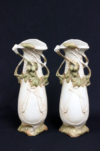 Pair Royal Dux vases marked with gilt: Depicting "Olive Branches", marked 5315 88. (3109.8)