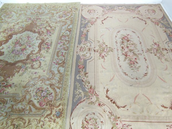 2 Aubusson rugs: Approx. 104" x 67" & 68" x 107.5".