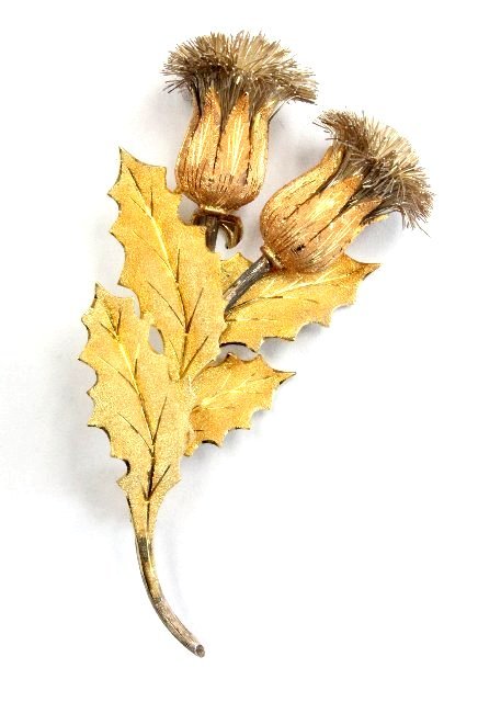 M. Buccellati 18kt gold brooch: Double Thistle