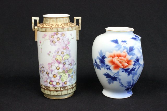 2 Oriental porcelain vases: Including: Nippon vase, approx. 11.5" H. Japanese "Floral" vase, approx. 9.75" H.