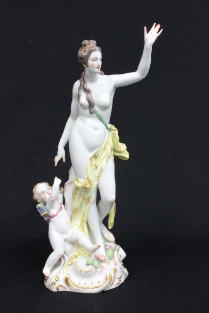 19th c. Meissen porcelain "Psyche & Cupid": Cupid has arrows, blue cross sword mark. Approx. 13" H. The property of a NYC gentleman's 20 year collection. Possible professional restorations. arrow repaired