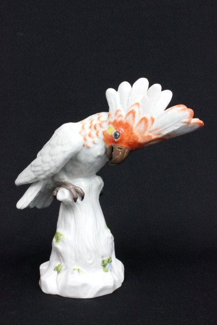 19th c. Meissen porcelain "Parrot": Incised mark 57,6, 7170,blue cross sword mark. Approx. 10" H. The property of a NYC gentleman's 20 year collection. Possible professional restorations.
