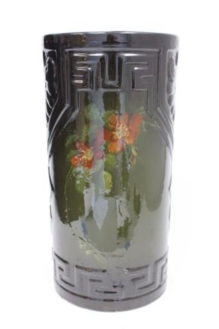 McCoy high gloss "Floral" umbrella stand: Artist signed. Approx. 17" H. (3224.31)