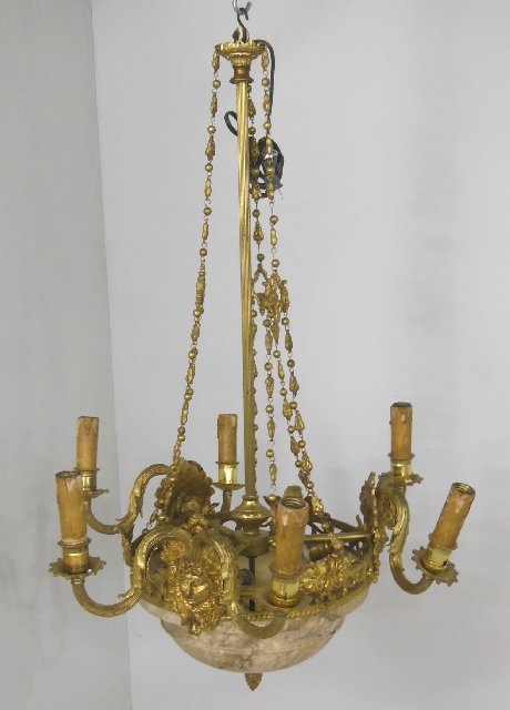 9 light bronze & alabaster French chandelier: 9 light bronze & alabaster French chandelier
