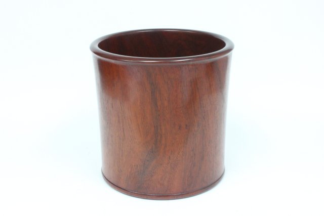 Chinese huanghuali wooden brush washer: Approx. 8.5" H x 9" D.