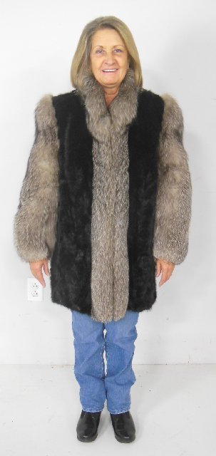 Black Mink and Silver Fox Ladies Jacket: Black mink and silver fox ladies jacket