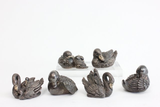 5 Italian Sterling silver clad birdsby Magrino: Each approx. 2" x 3".