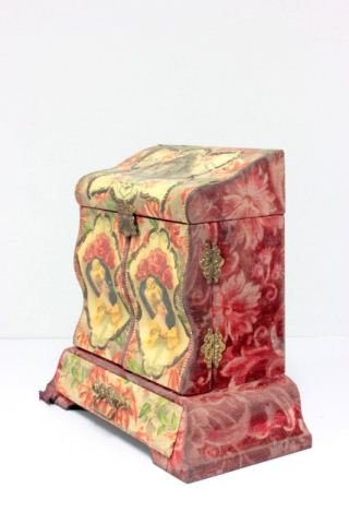 19th c. Victorian dresser box: With comb & mirror boxes, some losses to exterior. Approx. 12" H x 13.5" W x 7" D. (3149)