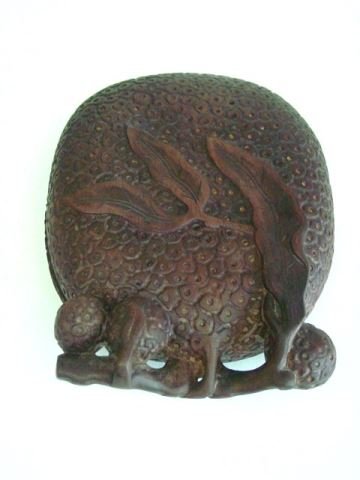 18th c. inkstone with solid Hongmu box & cover: Approx. 5" x5.5".