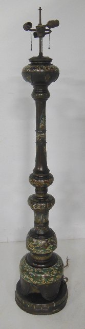 Oriental Champleve floor lamp: Champlave floor lamp. Approx. 70" high