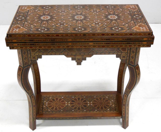 Syrian inlaid game table: New.