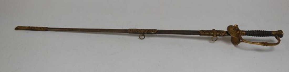 M.C. Lilley & Co. American presentation sword: Columbus, Ohio. Engraved on blade & scabbard, ca. 19th c. From the estate of Duncan Thecker.