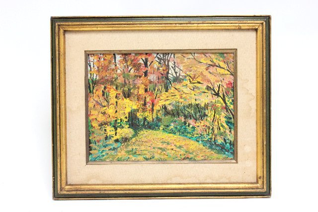 R.E. Neumann framed oil on board dated 1969: Depicting "Landscape". Image approx. 12" x 16". Framed approx. 24" x 19.5". From the estate of Duncan Thecker.