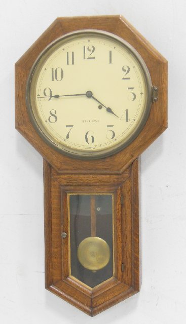 Seth Thomas regulator wall clock with pendulum: From Brooklyn, NY estate.