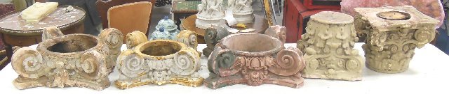 5 19th c. architectural elements: Approx. largest 16" W - smallest 12" x 8" H.