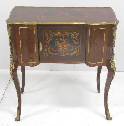 French style inlaid bronze mounted sideboard: With one door and 4 side drawers.