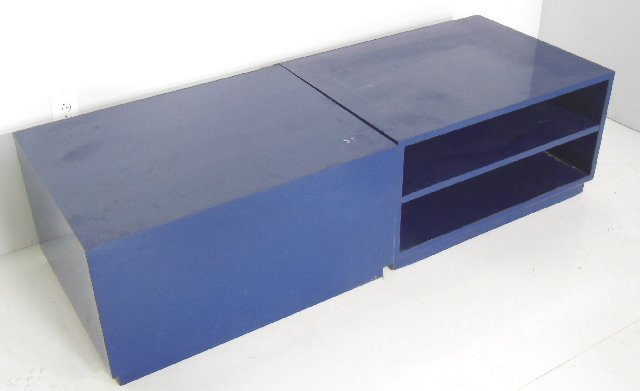 2 moderne blue book tables: Approx. 24" x 17.5" x 32".