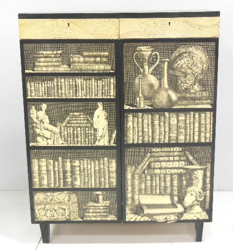 Rare cabinet signed Fornasetti: Door front warped