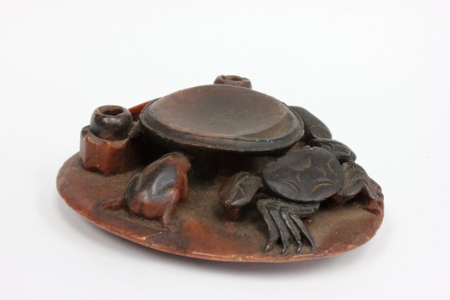 Soapstone carving with crab & frogs: From Brooklyn, NY estate.