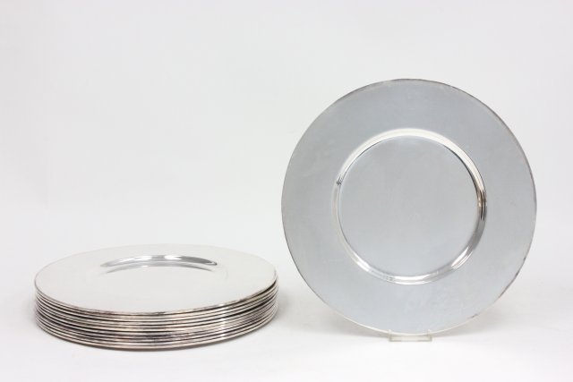 Set of 12 Christofle silver plated plates: Approx. 12" D.