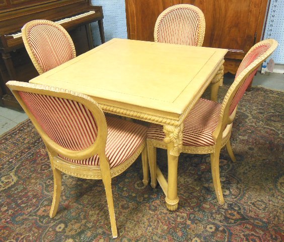 Card table with 4 chairs: Table approx. 38", square approx. 29" H.
