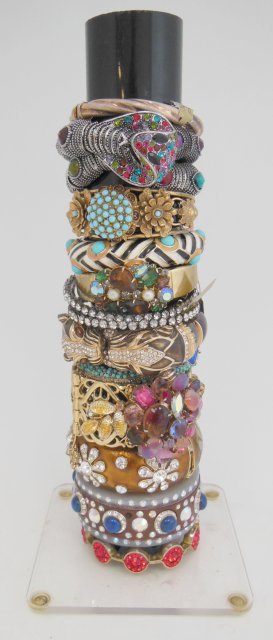 Assorted Kenneth J Lane & Ciner bracelets: Multi-stoned & mixed metals. Total 12 pieces. From the estate of Anita Stern, owner of This-N-That antiques store, NYC.