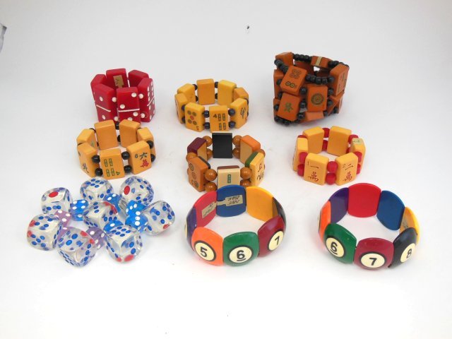 9 Bakelite & lucite game bracelets: From the estate of Anita Stern, owner of This-N-That antiques store, NYC.
