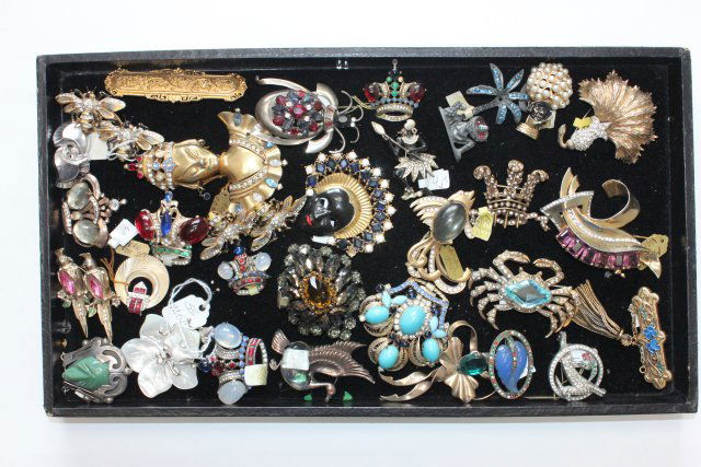 Vintage, Jelly Belly, & Sterling silver brooches: Approx. 34 pieces. From the estate of Anita Stern, owner of This-N-That antiques store, NYC.