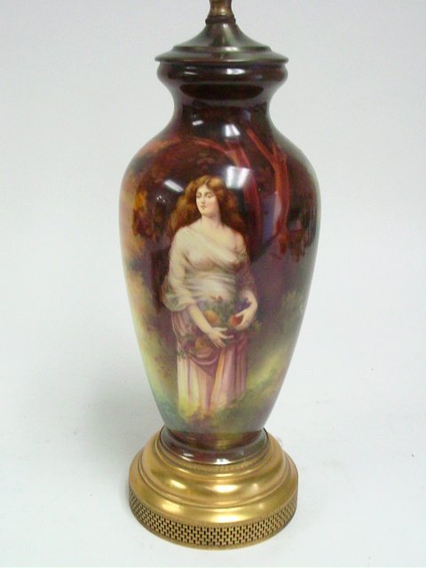 Porcelain portrait vase mounted as a lamp: Probably Royal Bonn. Approx. 11.5" H.