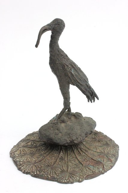 Exotic bronze of bird: Early 20thc, signed Tiffany Studios New York on base, bird unsigned. Signs of oxidation. Approx. 10" high. (From the Estate of Chris Peckham)