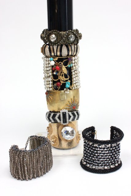 Designer bracelet collection: Approx. 8 bracelets including pieces by Nakamol, Frangos, Kenneth Lane and Bodai. From the estate of Anita Stern, owner of This-N-That antiques store, NYC.