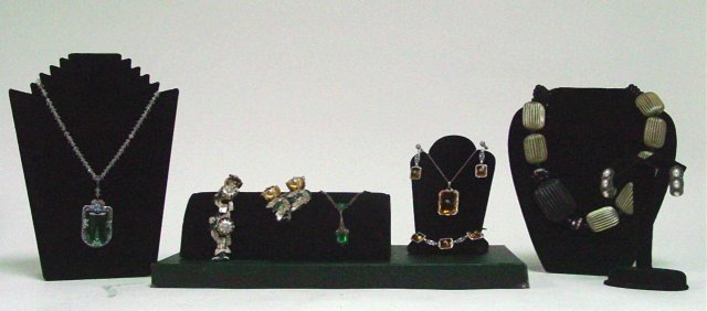 Vintage Sterling and gemstone jewelry collection: Approx. 9 pieces including bracelets, earrings, necklaces and a pin. Includes designs by Coro and Angela Caputi. From the estate of Anita Stern, owner of This-N-That antiques store, NYC.