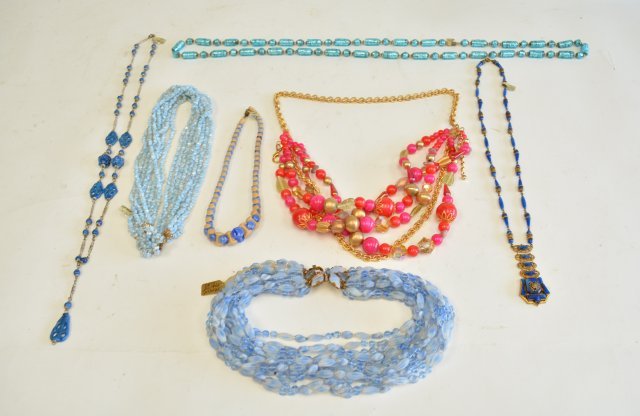 French and Czechoslovakian glass necklaces: Approx. 6 necklaces. Pieces by Murano and Maya. From the estate of Anita Stern, owner of This-N-That antiques store, NYC.