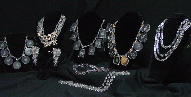 Quartz and crystal necklaces: Includes Chinese zodiac necklaces and pieces by Kenneth J Lane and Jay Feinberg. Approx. 7 pieces. From the estate of Anita Stern, owner of This-N-That antiques store, NYC.