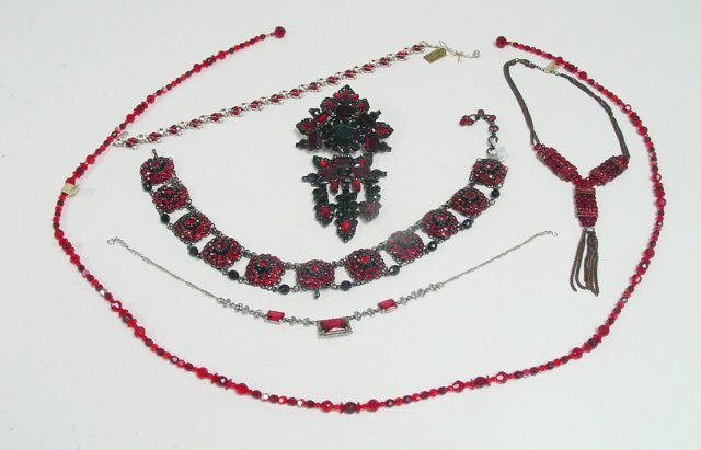 Vintage Sterling & marcasite ruby tone necklaces: Approx. 6 necklaces including pieces by Lawrence Verba and Trafari. From the estate of Anita Stern, owner of This-N-That antiques store, NYC.