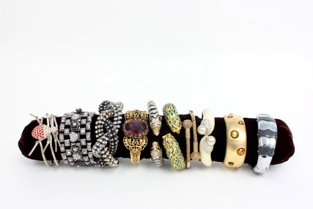 Gold filled vintage bracelets: Approx. 10 bracelets including pieces by Kenneth J Lane. From the estate of Anita Stern, owner of This-N-That antiques store, NYC.