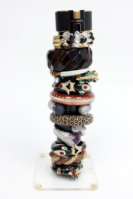 Resin, rhinestone and lucite bracelets: Approx. 12 bracelets including pieces by Kenneth J Lane and Joan Rivers. From the estate of Anita Stern, owner of This-N-That antiques store, NYC.